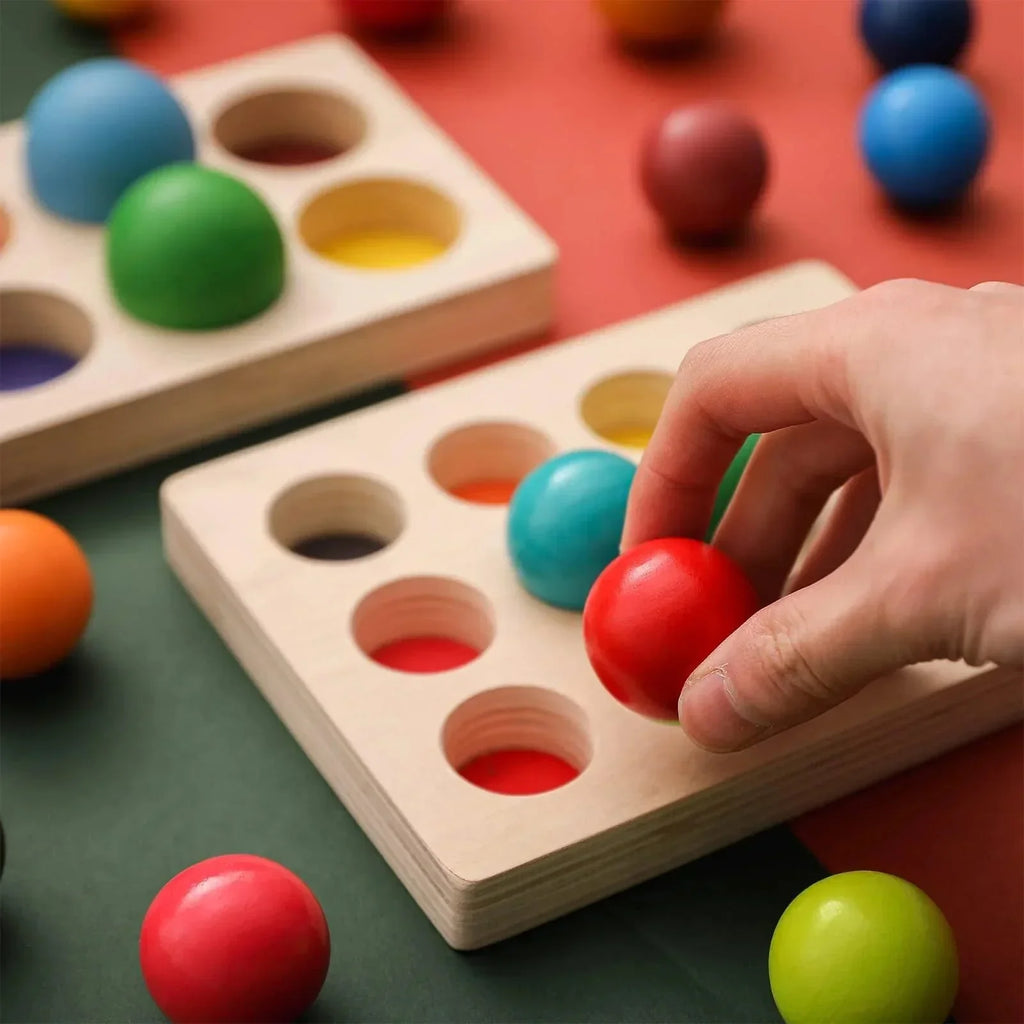 Wooden Colored Balls - rainbow