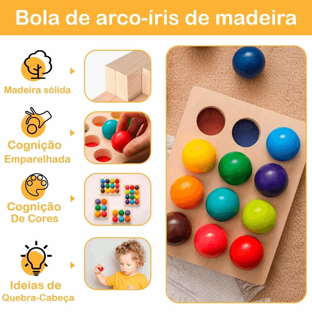 Wooden Colored Balls - rainbow