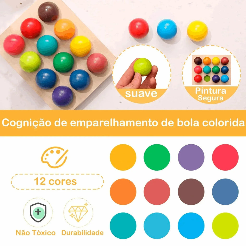 Wooden Colored Balls - rainbow