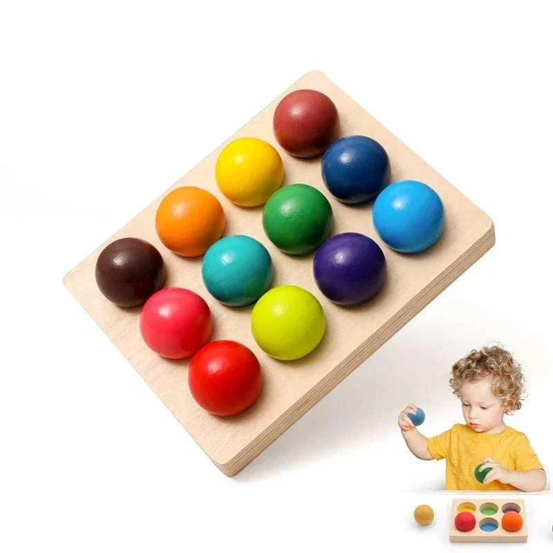 Wooden Colored Balls - rainbow