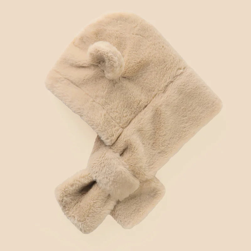 Lenço infantil de urso de peles artificiais