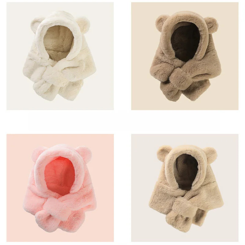 Lenço infantil de urso de peles artificiais
