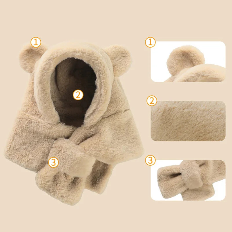 Lenço infantil de urso de peles artificiais