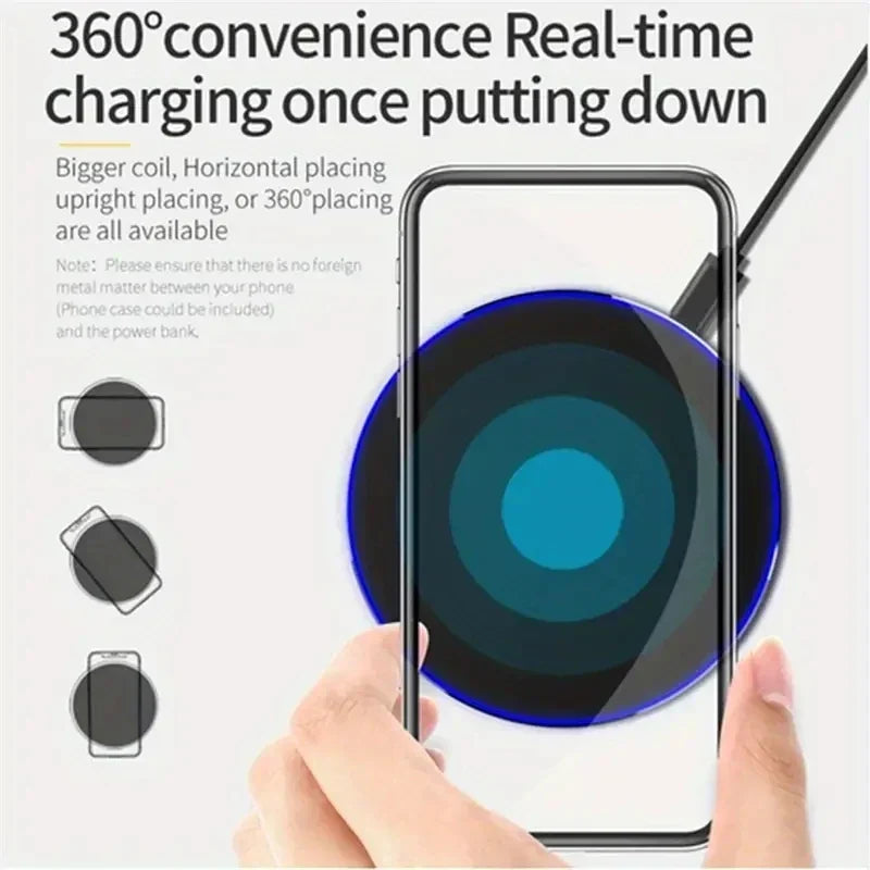 Carregador rápido sem fio Pad Stand Desktop Mobile Phone Charging Dock Station para iPhone 15 14 13 12 11 X Samsung Xiaomi Huawei