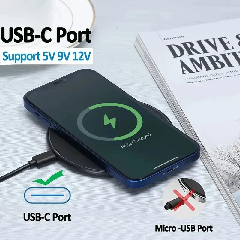 Carregador rápido sem fio Pad Stand Desktop Mobile Phone Charging Dock Station para iPhone 15 14 13 12 11 X Samsung Xiaomi Huawei