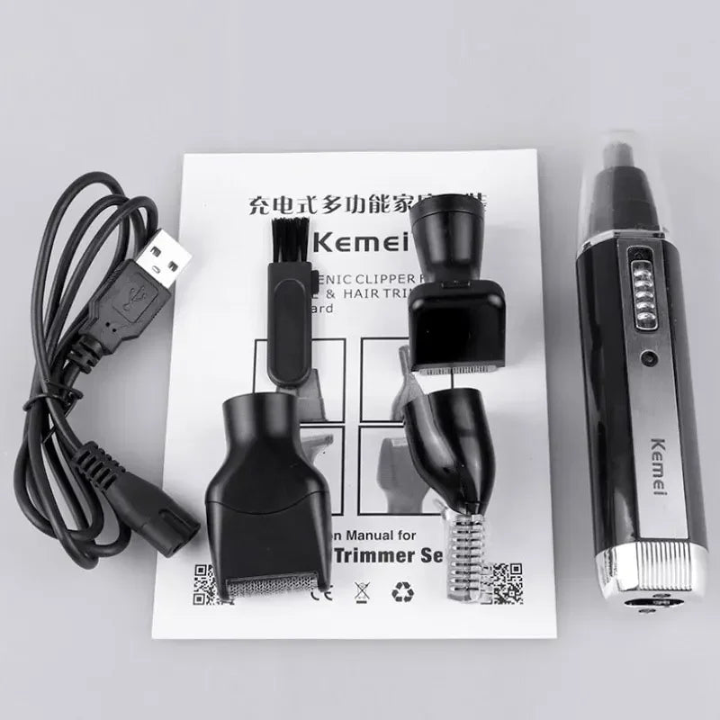 Barbeador Elétrico Recarregável 4 em 1 PRO KEMEI