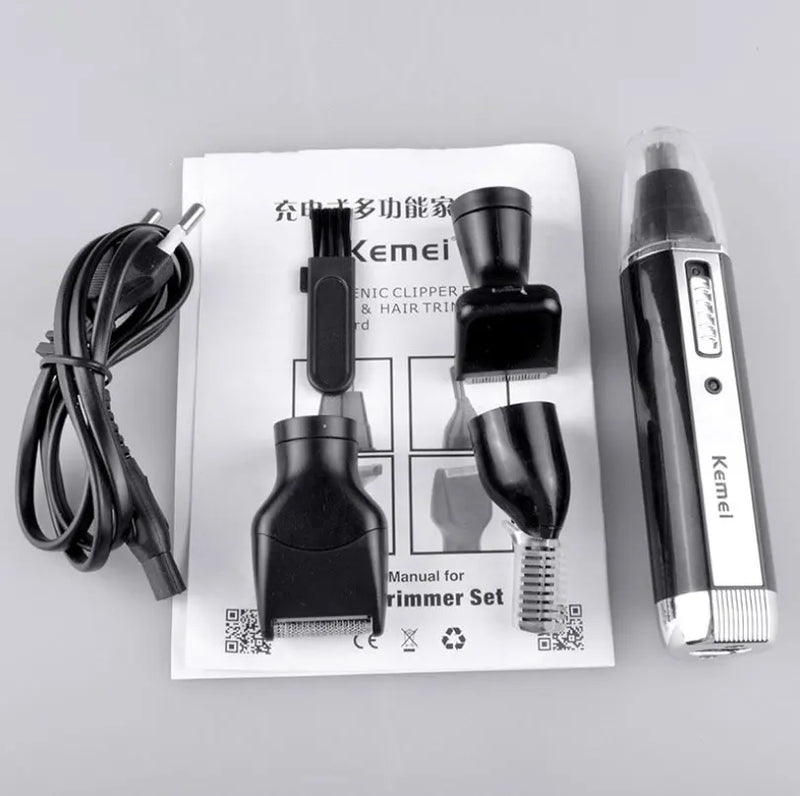Barbeador Elétrico Recarregável 4 em 1 PRO KEMEI