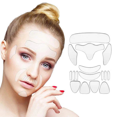 Kit de Adesivos para Rugas e Linhas de Expressão Reutilizável - Facial, Pescoço e Colo